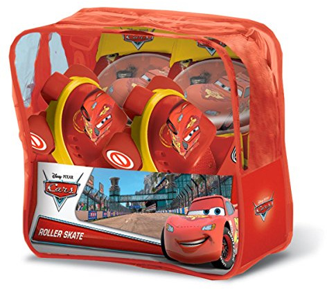 Mondo Toys - pattini a rotelle regolabili Cars disney per bambini - Taglia dal 22 al 29 - set completo di borsa trasparente, gomitiere e ginocchiere - 28105