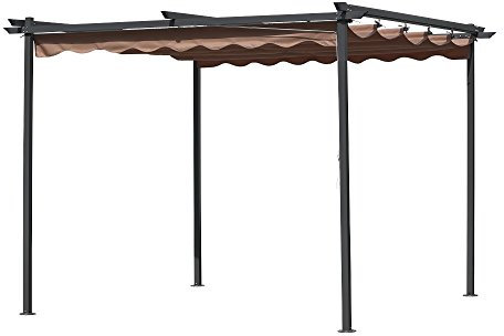 PERGOLA MT.3X3 GAZEBO ACCIAIO CON TELO RETRATTILE SCORREVOLE GIARDINO