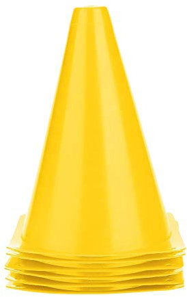 Tbest Markierungskegel 6 Stück 18cm Markierkegel Fußballtraining Kegel Warnkegel Fußball Verkehrshütchen Barrieren Plastik Marker Kegel Trainingshilfen für Sport, Fussball, Basketball, Fußball(Gelb)