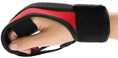 Finger-Trainingshandschuhe, fixierte Hilfshandschuhe, Rehabilitation, Trainingsausrüstung, Handfaust, Fingerhandschuhe für Seniorenhemiplegie (Schwarz + Rot)