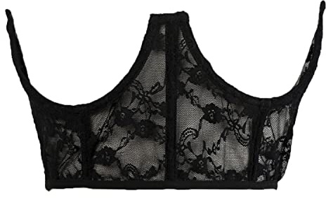Zac's Alter Ego Women Push Up Floral Lace Underbust Corset Black