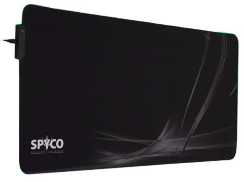 SPYCO - Tappetino Mouse Gaming RGB, Superficie 900x400mm, Base Antiscivolo Gomma 3mm, Impermeabile Anti Sfilacciamento, Porta Micro-USB, Compatibile SteelSeries, RGB, Gomma
