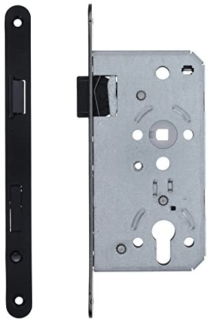 ToniTec Serrure à mortaise Kl.3 PZ - Noir - 235 x 20 mm - Dimensions du mandrin : 55 mm - Verrou de porte de chambre DIN gauche - Pour cylindre profilé