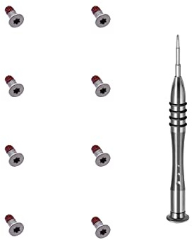8 T5 M2 x 4,5 delar kompatibla med DELL XPS 13, 2-i-1, 7390, 9310, 9315, bottenskruvar, silver, T5-skruvmejsel ingår.