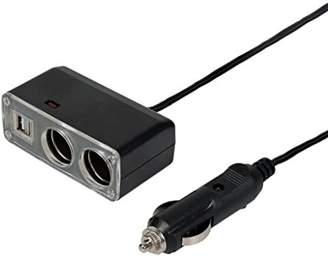 TURBOCAR - Chargeur allume cigare - Multiprise allume cigare - Avec double port USB et 2 ports 12V + 2 ports USB 5V 1000mA - Longueur: 1.25m - Permet de recharger plusieurs appareils