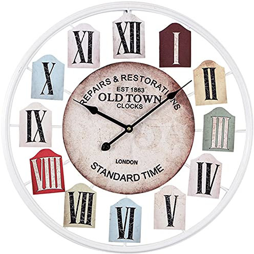 TRFAN Horloge Murale extérieure de Jardin, Horloge extérieure Ronde en métal Creux de 20 Pouces Grande Horloge Murale extérieure résistante aux intempéries à Piles décoration intérieure extérieure