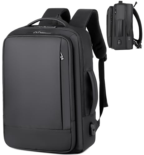 Mixroom - Sac à dos extensible pour ordinateur portable 15.6 pouces Homme, Sac de Voyage avec Port de Charge USB, Cartable Léger pour le Travail et l'École