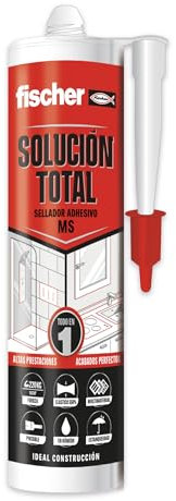 fischer - Solución Total Cristal 290ml | Flexible y de Baja Merma | Adherencia Duradera en Múltiples Materiales | Uso en Construcción e Industria | Transparente, Resistente a Humedad y Pintable