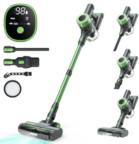 Supstable Aspirateur Balai sans Fil 30000Pa, Aspirateur sans Fil avec 60 Minutes, Super Silencieux Aspirateur avec Ecran LED/Brosse Anti-Emmêlement, 4 in 1 Aspirateur balais Les Poils d'animaux,Tapis