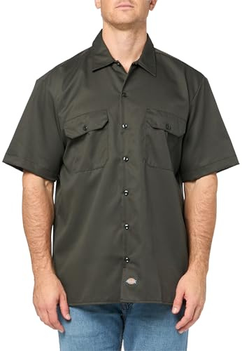 Dickies Chemise de Travail à Manches Courtes pour Homme, Vert Olive, Taille S