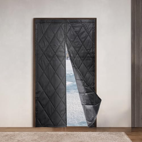 Rideau de porte thermique magnétique Novelfun 80 x 210 cm pour l'hiver coupe-vent isolé pour garder au chaud et à fermeture automatique, pas de perçage ou d'outils nécessaires
