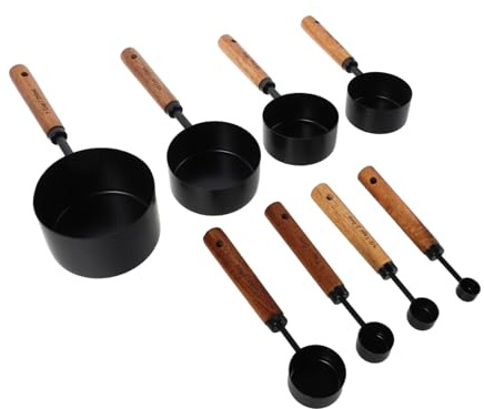 Cabilock 8 Pezzi Strumenti Misurazione Della Cucina Cibo Per Misurino Per Miscelazione Coppa Misurazione Dell'espresso Misurino Nero