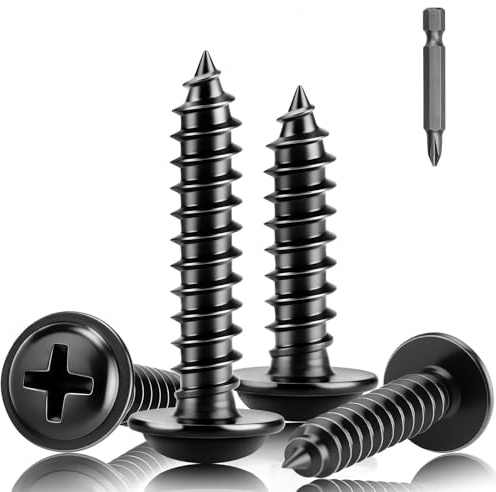 XRXYMQ Lot de 200 vis à bois noires M3 × 20 mm avec entraînement pH Vis à tête plate en acier au carbone Vis noires pour panneaux acoustiques, bois, panneaux d'aggloméré et tôle