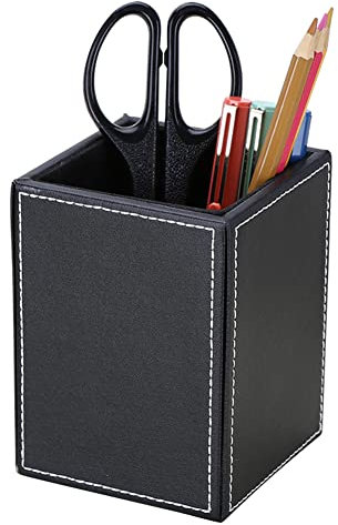 KINGFOM™ Klassisch Kunstleder Stifteköcher (Schwarz)