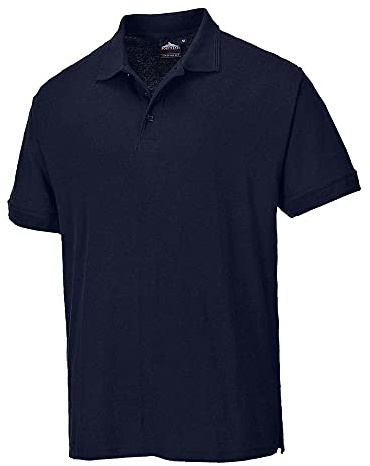 Portwest B210 Naples Polo Shirt Short Sleeve Pique Knit Polycotton Uniform Workwear Breathable Rib Collar UV Protection Twin Stitch Durable Wear, Dark Navy, XXXL