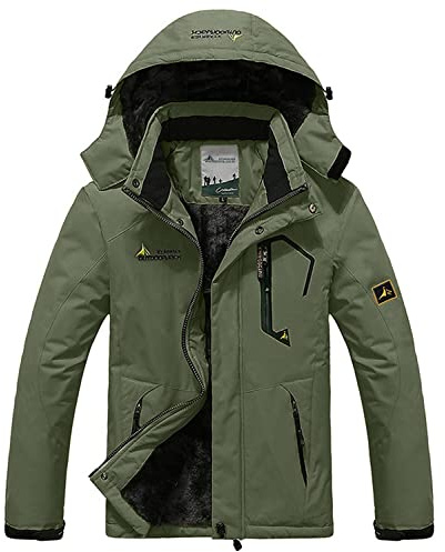 Memoryee Chaqueta Impermeable para Hombres Chaqueta Polar de Invierno Cálida Chaqueta de Esquí A Prueba de Viento Bolsillos Múltiples