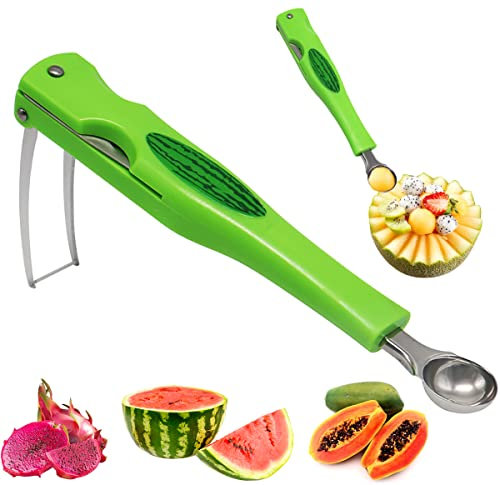 RosyFate Affettatrice Anguria 3 in 1, Taglia a Palline, Coltello Taglia Melone a Fette, Forchetta Melon Baller Scoop Set