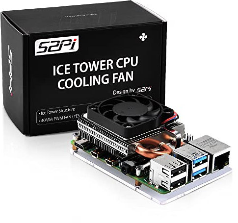 GeeekPi Ultra Thin Ice Tower Cooler für Raspberry Pi 4, Aluminium Aktiver Kühler mit 40x40x7mm PWM-Lüfter für Raspberry Pi 4 Modell B 8GB