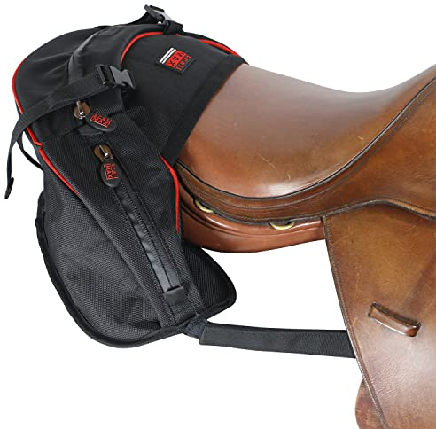 TrailMax Borsa da Sella per Cavallo Inglese e Resistente; Borsa da Cavallo per Selle Inglesi e di Resistenza con 3 Scomparti e Cinghie di Compressione a sgancio rapido; Borsa da Sella per Cavallo