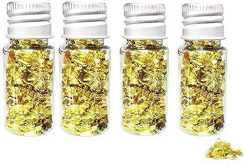 SovZovy Foglia d'oro, Carta Color Oro, Decorazione per Torte e cioccolatini, Fai da Te, Foglia d'oro (4pcs)