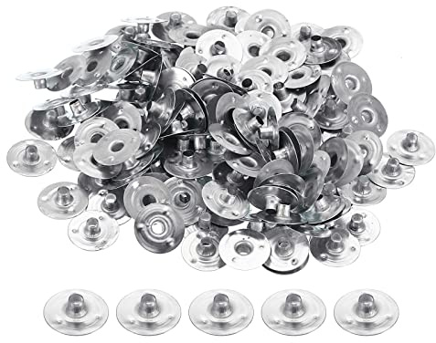 PATIKIL 14 mm Metal Vela Mecha Sostenedor Pestañas, Paquete 150 Vela Mecha Base Soporte para Fabricación Velas DIY, Plata
