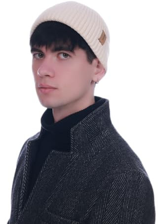 HEYANN Trawler Beanie Watch Hat,Fisherman Beanie mössa för män kvinnor klassiska manschetter skalle mössor kort klockhatt trawler beanie, Beige, En Storlek