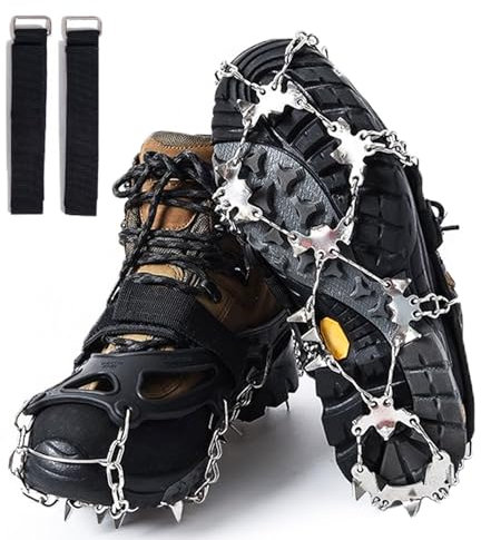 KEELYY Steigeisen für Wanderschuhe, Steigeisen für Bergschuhe mit19 Schuhspikes, Verdickte Schuhkrallen aus Edelstahl, Traktion mit Anti-Rutsch, für Walking, Joggen, Klettern und Wandern,XL