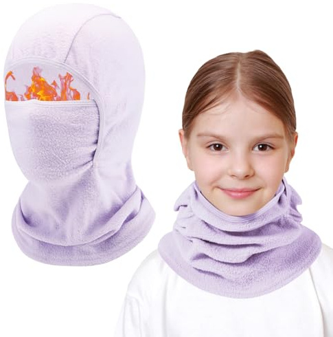 AYPOW Passamontagna in Pile Termico Bambini 4-13 Anni, Invernale Multifunzione Antivento Caldo Maschera da Sci da Ciclismo, Berretti Cappello con Scaldacollo per Ragazzi Ragazze Sport all'Aria Aperta
