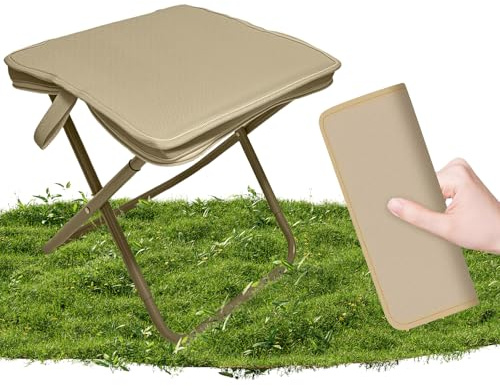 Shyllin Tabouret Pliant Camping, 30 X 26 X 31 Cm Chaise Pliable Exterieur, Tabouret Pliable Leger, Convient pour Jardin, Barbecue, Camping, Plage, Adultes et Enfants, Chaise Pliable Voyage (Kaki)