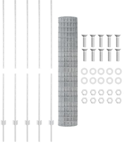 vidaXL Euro Staket med Stöd 10 x 1,6 m Galvaniserat stål Silver Mesh