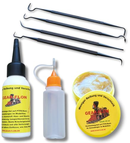 Modelleisenbahn Pflege Set mit Öl & Fett – Schmiermittel für Modellbau & Mechanik – Premium Modellbahn Öl + Modellbahn Fett - Teflonfett PTFE (2x50ml)