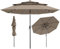 COSTWAY 300 cm Sonnenschirm mit LED-Solar-Beleuchtung, Gartenschirm windfest stabil, Terrassenschirm mit Kurbel, beidseitig um 35° knickbar, Balkonschirm, Marktschirm für Garten, Balkon (Braun)