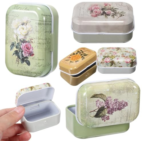 ORFOFE Scatola di Latta Vintage 8 Pezzi in Latta con Coperchio, Scatola Decorativa Piccola per Gioielli e Cianfrusaglie, Elegante e Multifunzionale Stili multipli