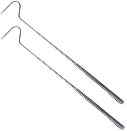 Milisten 2 pièces Crochets Serpents Rétractables Acier Inoxydable Lot de Outils Robustes pour Capture Sécurisée de Reptiles Poignée Ergonomique Antidérapante pour Manipulation et