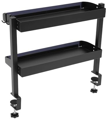 DCSYOG Skrivbordshylla | Skrivbordshylla | Hylla för skrivbord | 2 nivåer | 10 kg lastkapacitet per nivå | för laptop/böcker (svart)