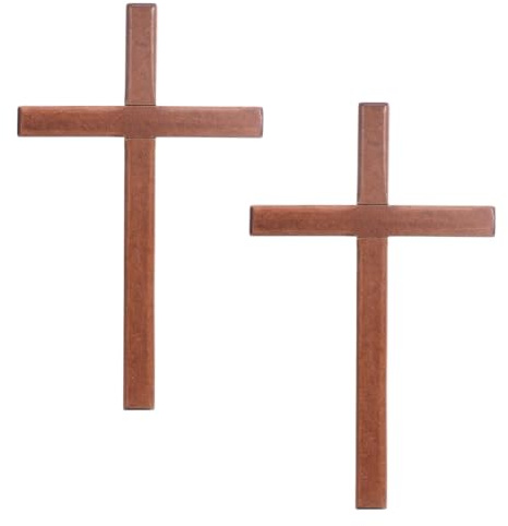 nbeads 2 Pcs Crucifix muraux en Bois, 20x12cm Figurines de Croix Ornements pour la Maison L'Église et le Bureau Accessoires de Multiples, Brun Coco