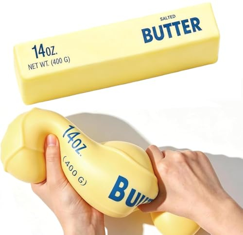 10 tum gigantisk smör squishy, 14 oz jumbo stora smör pressa stressbollar, stor smörpinne stressavlastning långsam stigning för ångestlindring fidget vuxna (1 st)