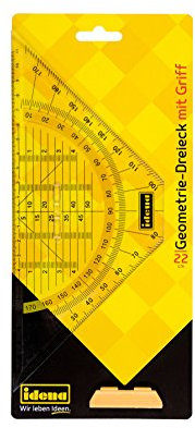 Idena 602043 - Geodreieck mit Griff, 22 cm, transparent, 1 Stück