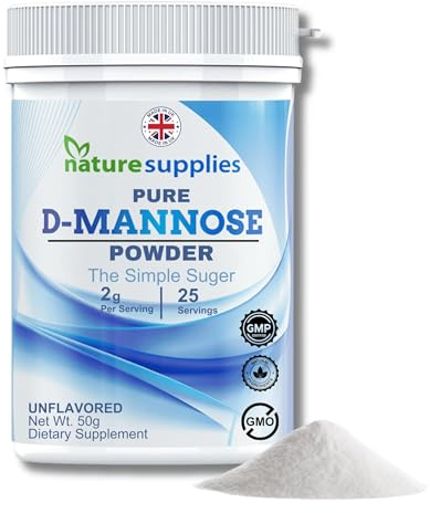 D Mannose Powder 50g Pack - Pure D-Mannose for Natural Support - (NOT D Mannose Capsules or Tablets) GMO Free, Vegan Friendly, No Chemicals - High Strength Dmannose Supplement by Naturesupplies