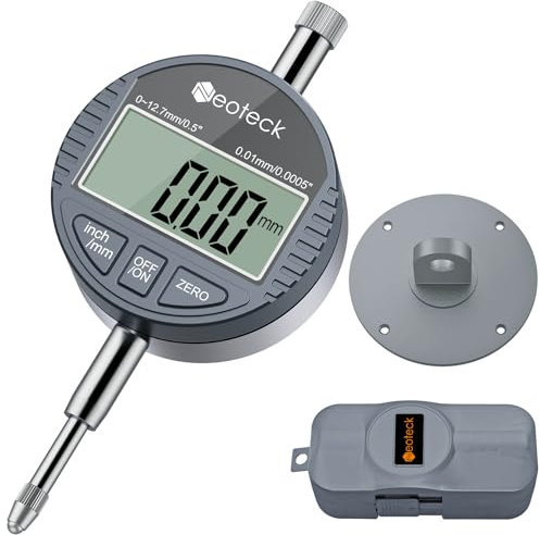 Neoteck DTI Indicador Digital 0.01/.0005'' Indicador de Sonda Reloj Comparado Medición del Dial Digital Indicador de Calibración Rango 0-12.7mm/ 0-0.5Indicador de Prueba de Dial Indicador Electrónico