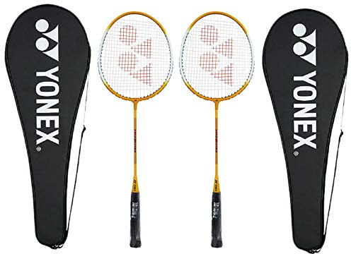 Yonex GR 303 Combo Lot de 2 raquettes de badminton avec housse complète Jaune