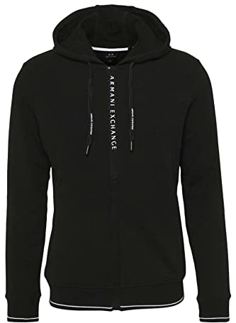 ARMANI EXCHANGE French Terry Hoodie, Felpa con Cappuccio, Uomo, Nero, L