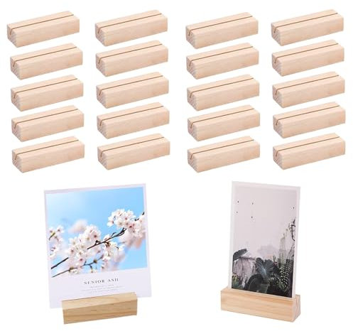 mengger 20 pcs Tocón Madera Soportes Foto Pinzas Clips Sostenedor Nota Nombre Número Mensaje Decoración Boda soporte portatarjetas para fotos tarjetas de mesa Portanotas