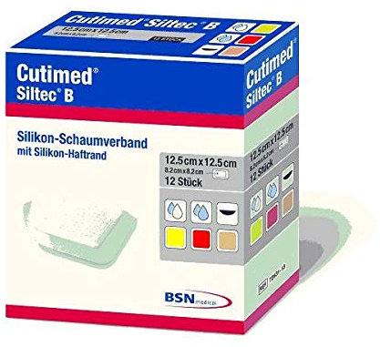 Bsn Medical 7328422 Cutimed B Silikon Schaumverband mit Silikon-Haftrand, 13cm x 16cm Größe, 6 Stück