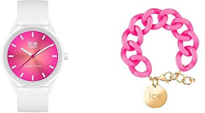 Ice solar Power - Coral Reef - Medium - 3H + Jewellery - Chain Bracelet - Neon pink - Gold