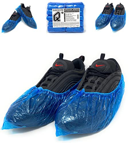 AQASKIN - Copriscarpe [200 pz ]Monouso PE 3gr. - Alta Resistenza agli Strappi - Elastico Rinforzato - DPI Dispositivi di Protezione Individuale - Pulizia per la Casa (Quantità 200pz)