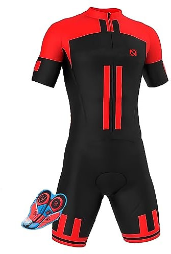 Triathlon Anzug Herren Herren Radsportanzug gepolstert einteilig Trisuit Bike Top Short Trisuit Einteiler für Wettkampf Atmungsaktiv, Schnell Trocknend (TYP-1,3XL)