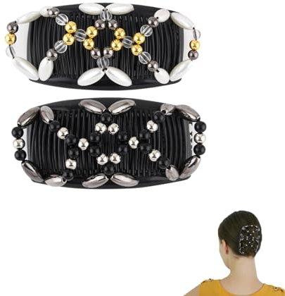 2pcs Bandette Comb,Hair Accessories for Women,Hair Styling Accessories,Hair Plaiting Tool,Hair Comb Clip,Hair Styling Tool for Girls, Magic Hair Comb Double Row Insert Comb Tray