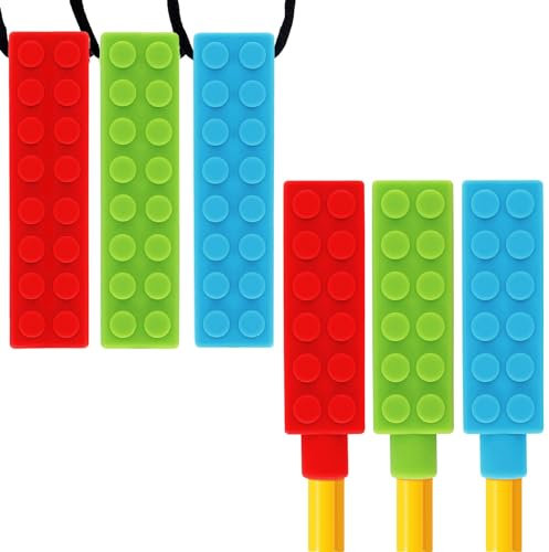 Panny & Mody 6er-Pack Kau-Halsketten-Set, Silikon-Stiftaufsatz für Jungen und Mädchen, kaubarer Schmuck für Autismus, ADHS, sensorische orale motorische Hilfsmittel