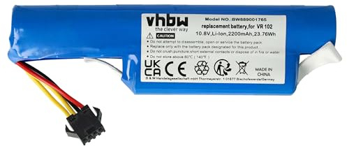 vhbw Akku kompatibel mit Vileda VR 102, VR ONE Home Cleaner Heimroboter (2200 mAh, 10,8 V, Li-Ion)